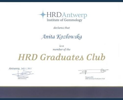 Certyfikat numer 22 na tle złotego tła.