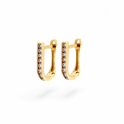 Kolczyki złote w kształcie litery U wysadzane diamentami