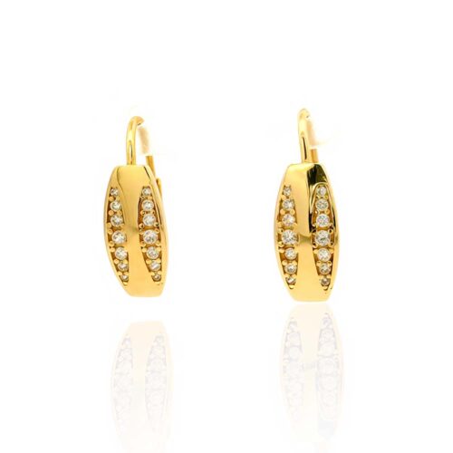 Złote kolczyki z cyrkoniami na zapięcia anagielskie