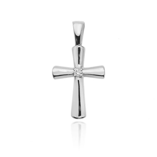 Krzyż D0003 Diament 0,0145ct białe złoto