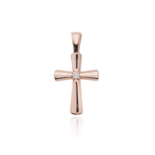 Krzyż D0003 Diament 0,0145ct różowe złoto
