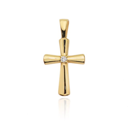 Krzyż D0003 Diament 0,0145ct żółte złoto