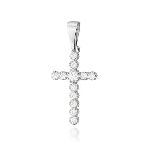 Krzyż D0008 Diament 0,10ct białe złoto
