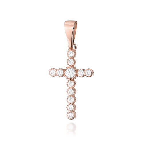 Krzyż D0008 Diament 0,10ct różowe złoto