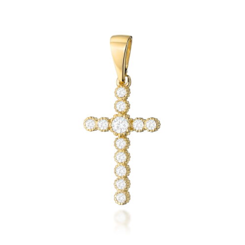 Krzyż D0008 Diament 0,10ct żółte złoto