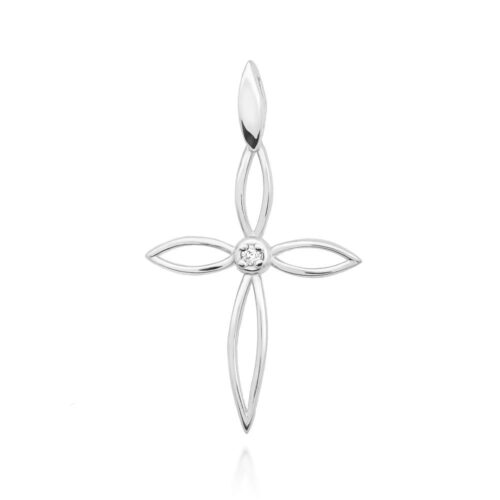 Krzyżyk D0029 Diament 0,02ct białe złoto