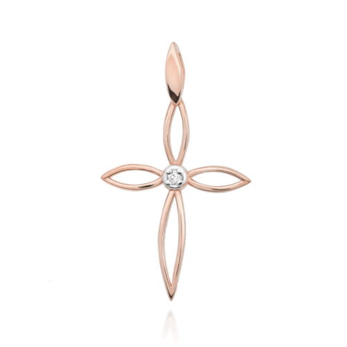 Krzyżyk D0029 Diament 0,02ct różowe złoto