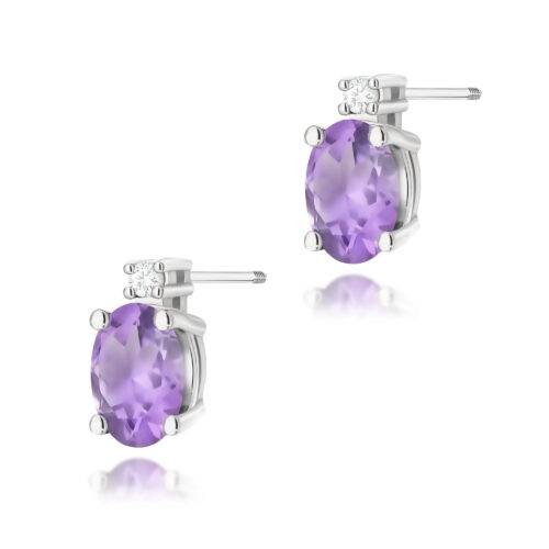 Kolczyki K0001 Ametyst 2 x 0,40ct białe złoto sztyft zakręcany