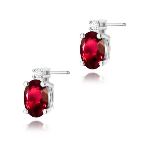 Kolczyki K0001 Rubin 2 x 0,60ct białe złoto sztyft zakręcany