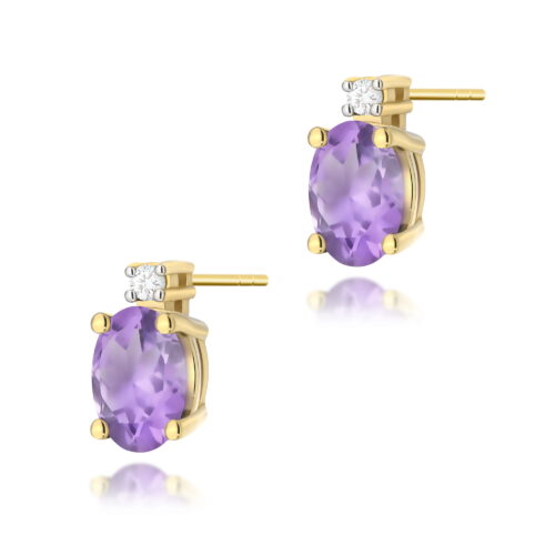 Kolczyki K0001 Ametyst 2 x 0,40ct żółte złoto