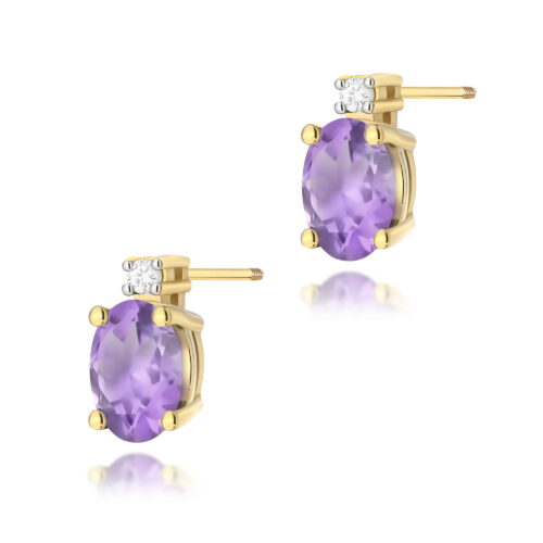 Kolczyki K0001 Ametyst 2 x 0,40ct żółte złoto sztyft zakręcany