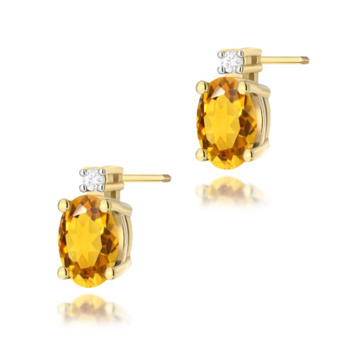 Kolczyki K0001 Cytryn 2 x 0,60ct żółte złoto sztyft zakręcany