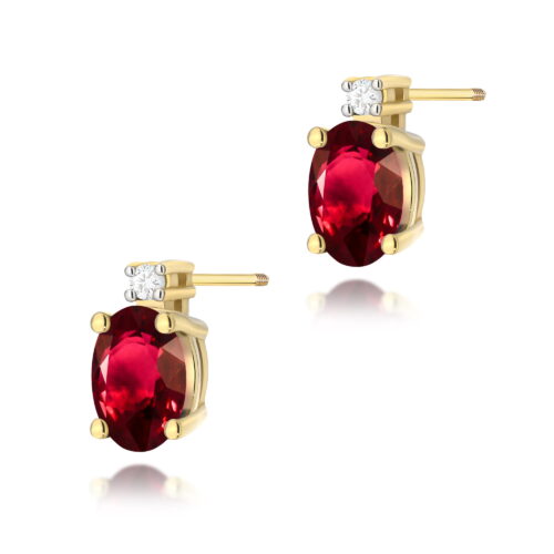 Kolczyki K0001 Rubin 2 x 0,60ct żółte złoto sztyft zakręcany