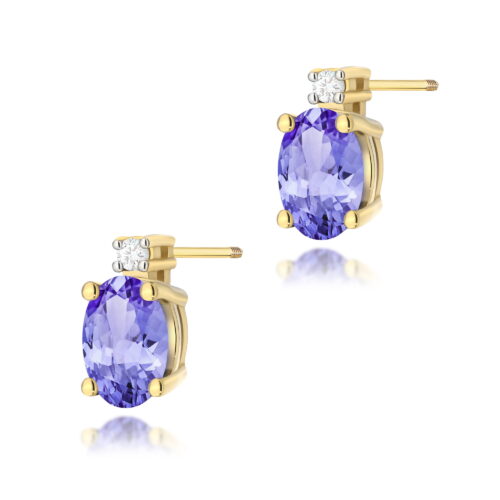 Kolczyki K0001 Tanzanit 2 x 0,40ct żółte złoto sztyft zakręcany
