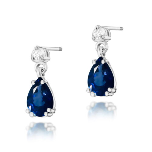 Kolczyki K0006 Szafir 2 x 0,60ct białe złoto sztytf zakręcany