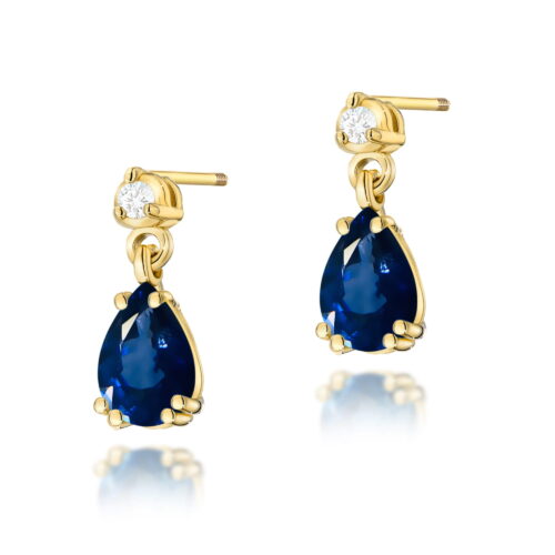 Kolczyki K0006 Szafir 2 x 0,60ct żółte złoto sztytf zakręcany