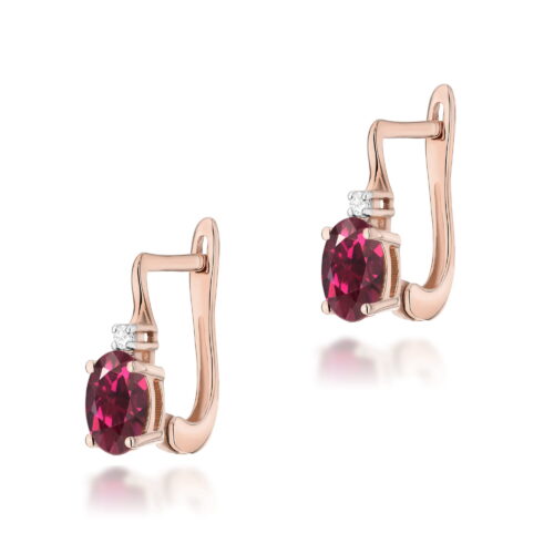 Kolczyki K0011 Rodolit 2 x 0,50ct różowe złoto