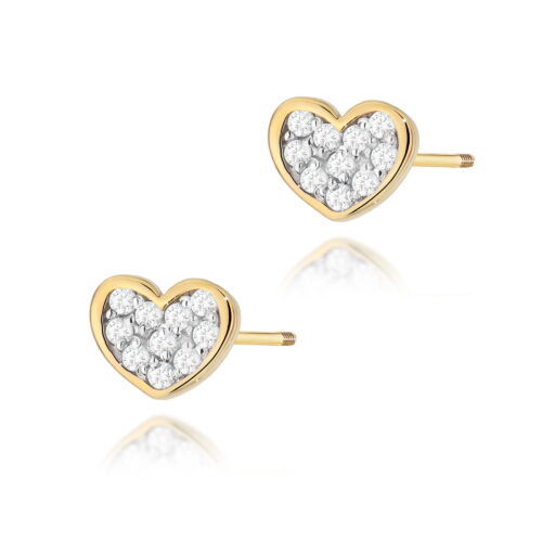 Kolczyki K0021 z diamentami żółte złoto sztyft zakręcany