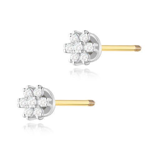 Kolczyki K0026 z diamentami żółte złoto sztyft zakręcany