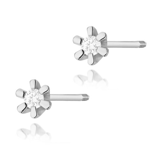 Kolczyki K0029 Diament 2 x 0,02ct białe złoto sztyft zakręcany
