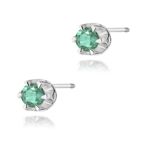 Kolczyki K0032 Szmaragd 2 x 0,15ct białe złoto sztyft zakręcany