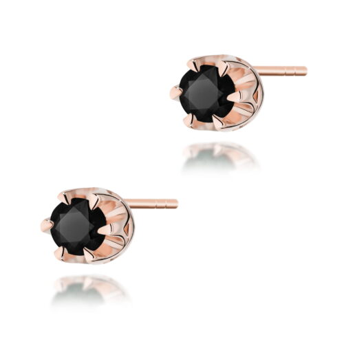 Kolczyki K0032 Czarny Diament 2 x 0,12ct różowe złoto