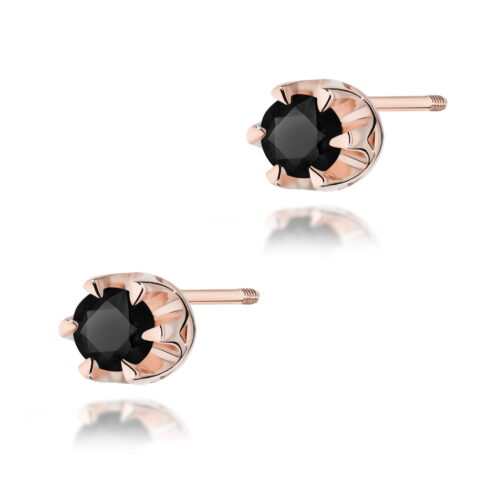 Kolczyki K0032 Czarny Diament 2 x 0,12ct różowe złoto sztyft zakręcany