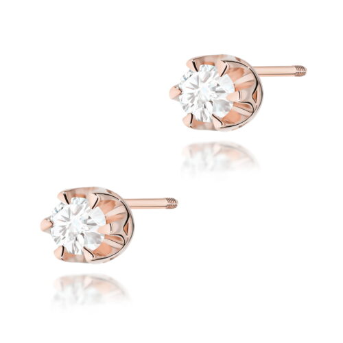 Kolczyki K0032 Diament 2 x 0,12ct różowe złoto sztyft zakręcany