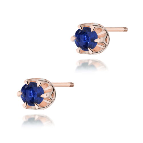 Kolczyki K0032 Szafir 2 x 0,15ct różowe złoto sztyft zakręcany