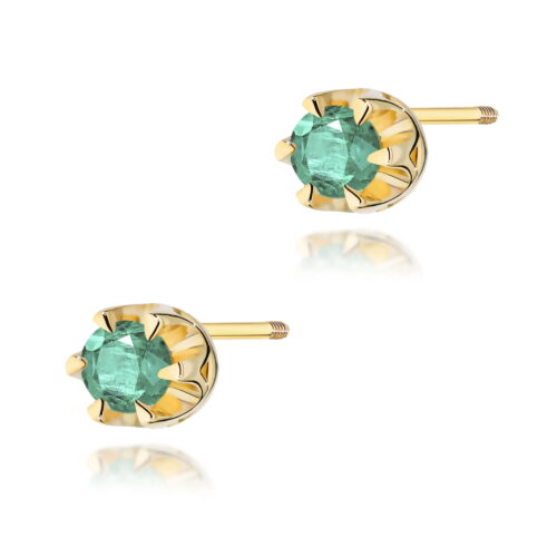 Kolczyki K0032 Szmaragd 2 x 0,15ct żółte złoto sztyft zakręcany