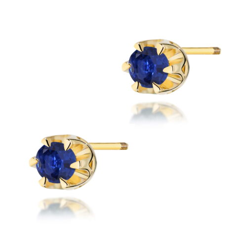 Kolczyki K0032 Szafir 2 x 0,15ct żółte złoto sztyft zakręcany