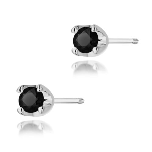 Kolczyki K0034 czarny diament 2 x 0,12ct białe złoto sztyft zakręcany