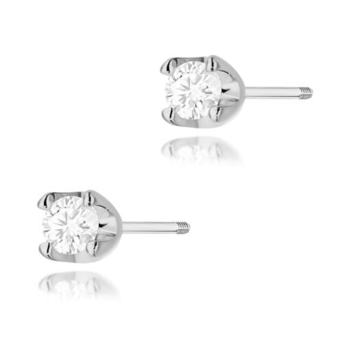 Kolczyki K0034 Diament 2 x 0,08ct białe złoto sztyft zakręcany