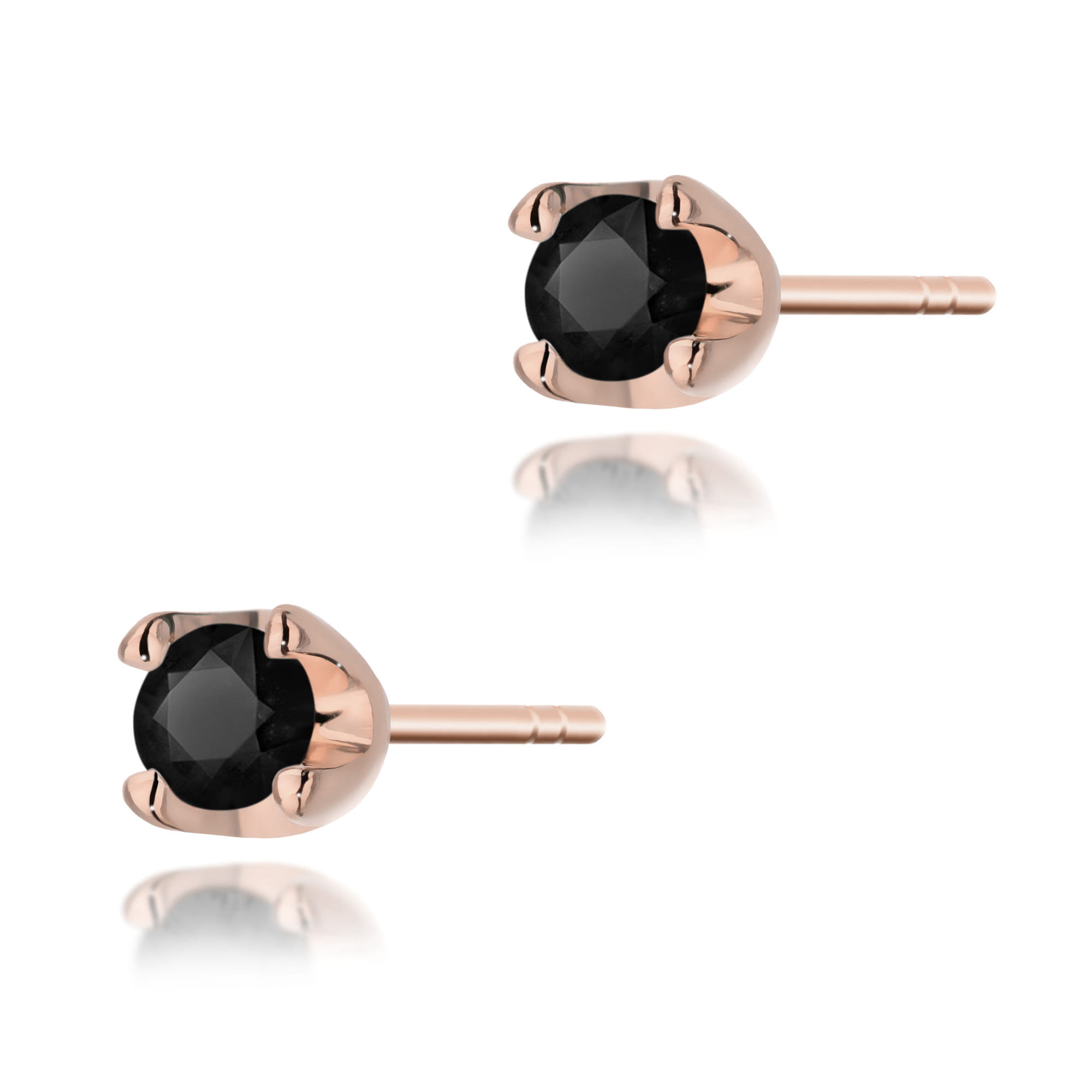 K0034.R3.DIB.01_1 Złote kolczyki z czarnymi kamieniami w oprawie, eleganckie i minimalistyczne.