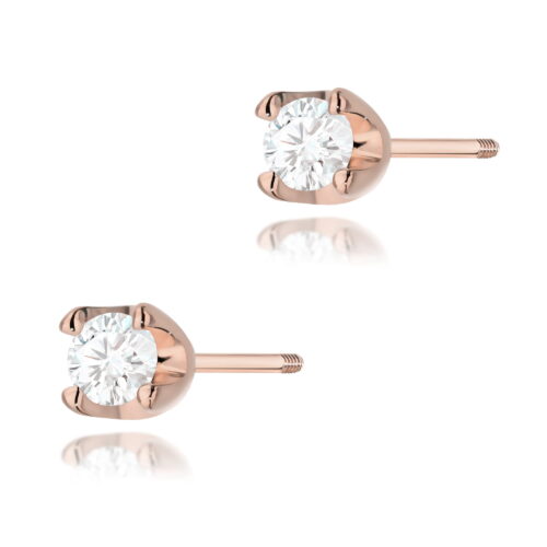 Kolczyki K0034 Diament 2 x 0,10ct różowe złoto sztyft zakręcany