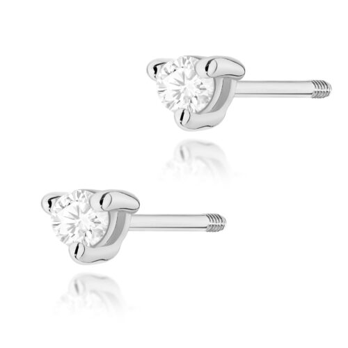 Kolczyki K0035 Diament 2 x 0,04ct białe złoto sztyft zakręcany
