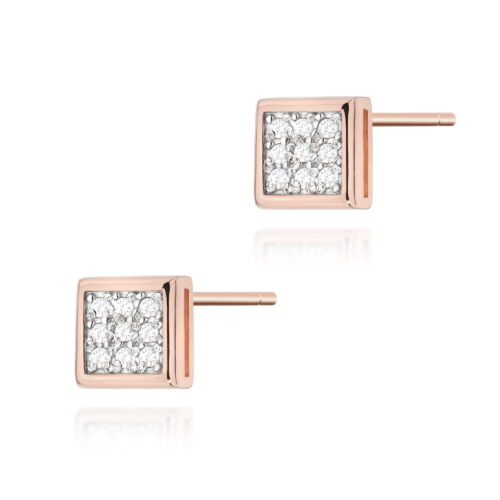 Kolczyki K0036 z diamentami różowe złoto