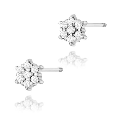 Kolczyki K0039 z diamentami białe złoto sztyft zakręcany