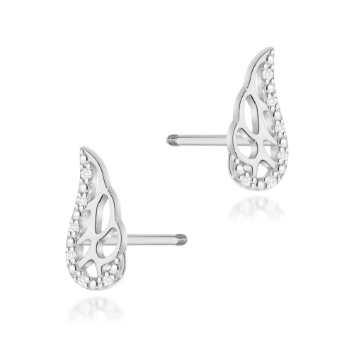 Kolczyki K0043 z diamentami białe złoto sztyft zakręcany