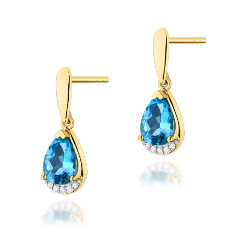 Kolczyki K0051 Topaz Swiss 2 x 1,40ct żółte złoto