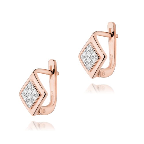 Kolczyki K0052 z diamentami różowe złoto
