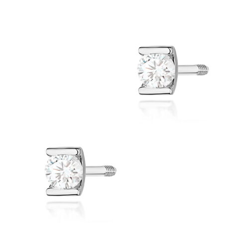 Kolczyki K0055 Diament 2 x 0,04ct białe złoto sztyft zakręcany