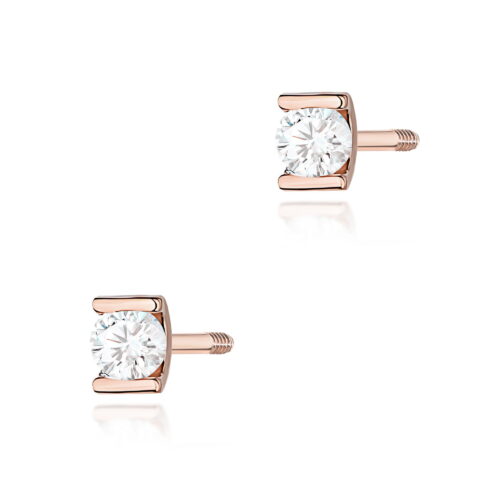 Kolczyki K0055 Diament 2 x 0,04ct różowe złoto sztyft zakręcany