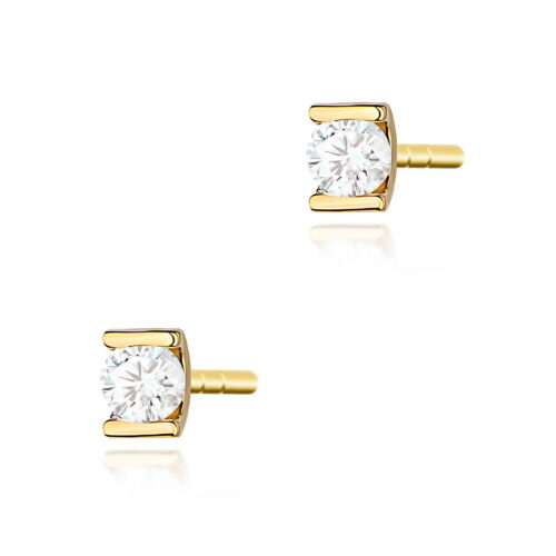 Kolczyki K0055 Diament 2 x 0,04ct żółte złoto