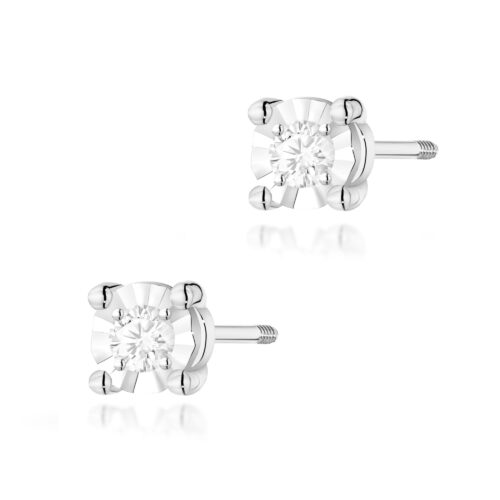 Kolczyki K0058 Diament 2 x 0,03ct białe złoto sztyft zakręcany