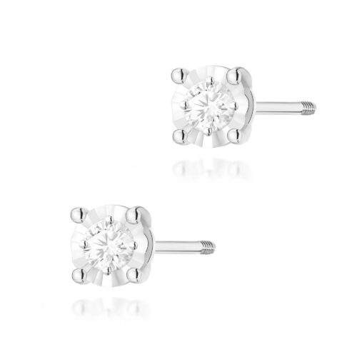 Kolczyki K0058 Diament 2 x 0,08ct białe złoto sztyft zakręcany