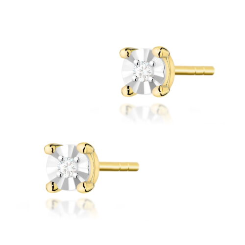 Kolczyki K0058 Diament 2 x 0,01ct żółte złoto