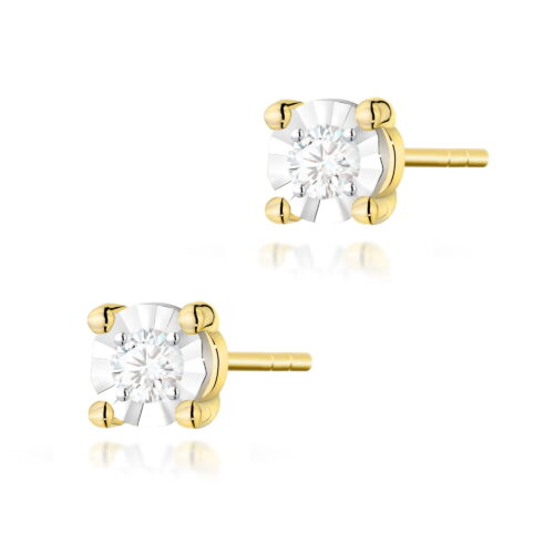Kolczyki K0058 Diament 2 x 0,03ct żółte złoto