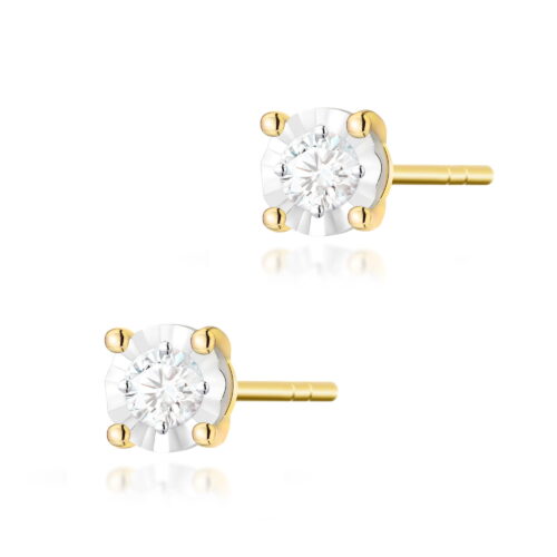 Kolczyki K0058 Diament 2 x 0,08ct żółte złoto