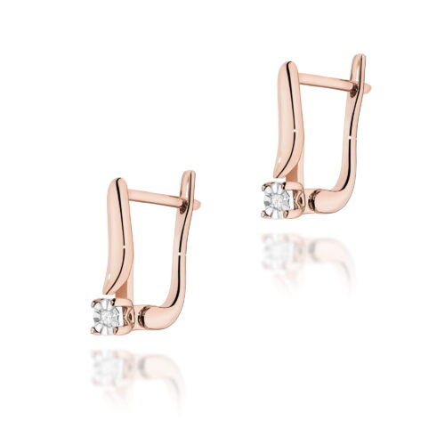Kolczyki K0065 Diament 2 x 0,0086ct różowe złoto